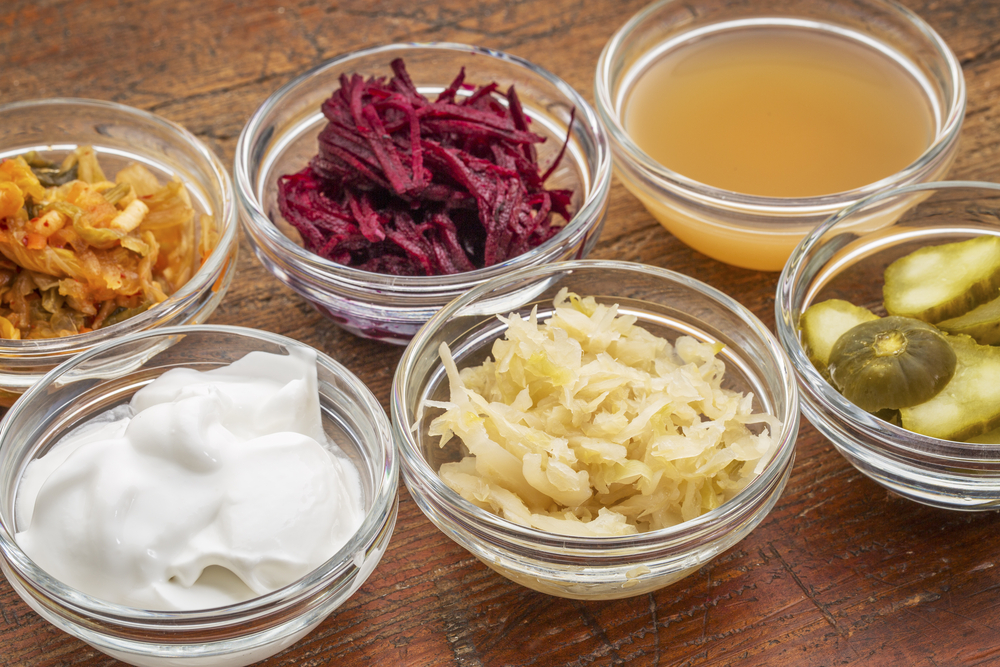 Yogurt, sauerkraut, kimchi, and miso soup are all rich in probiotics.